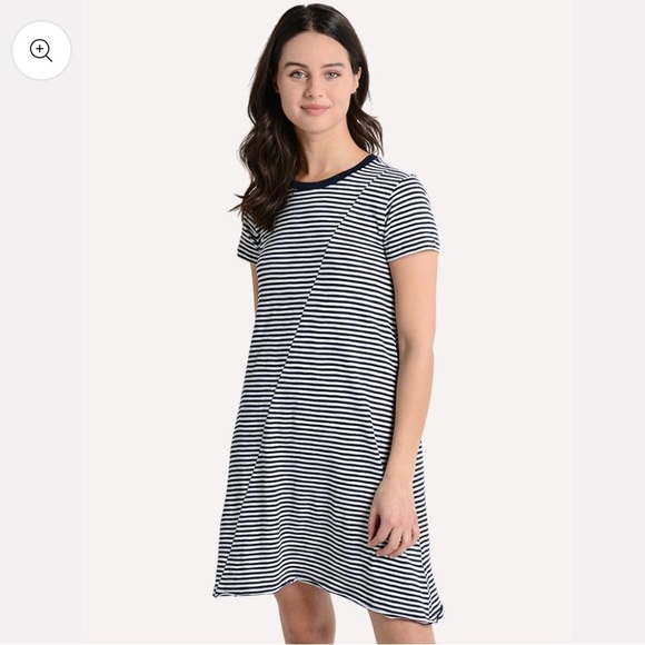 ATM Striped Jersey Short Sleeve T Shirt Dress Pima Cotton - Picture 2 of 8